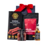Barrel & Bites ajándékcsomag prémium díszdobozban – Jack Daniel's Whiskey, Tóalmási csemege szarvas snack kolbász