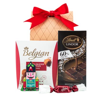Dark Matters ajándékcsomag prémium díszdobozban – Belgian Truffles Original, Lindt Lindor, Stühmer szaloncukor