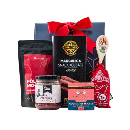 Festive Table ajándékcsomag prémium díszdobozban – HEIT cékla chutney, Fűszerpaprika őrlemény fakanállal, édes