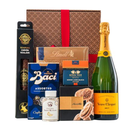 Finest Hour ajándékcsomag prémium díszdobozban – Veuve Clicquot Pezsgő, Royal Paté Prémium Egész Libamáj Szarvasgombával