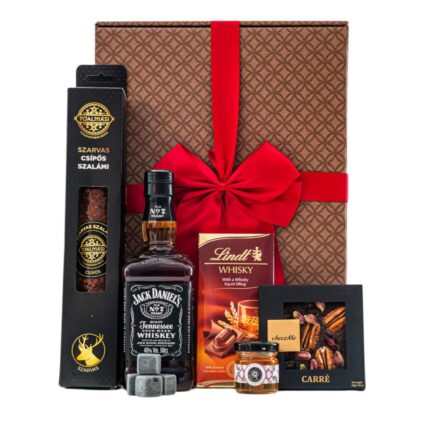Gentleman Jack ajándékcsomag prémium díszdobozban – Jack Daniel's Whiskey, Islay kő jégkocka szett