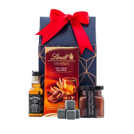 On the Rocks ajándékcsomag prémium díszdobozban – Jack Daniel's Whiskey, Lindt Whisky alkoholos töltött táblás csokoládé