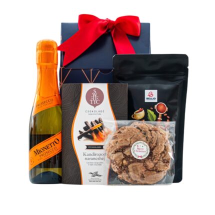 Orange Glow ajándékcsomag prémium díszdobozban – Mionetto Prosecco, Sweetic Kandírozott narancshéj