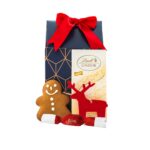 Sweet Start ajándékcsomag prémium díszdobozban – Lindt Lindor fehércsokoládé, Mézeskalács, Stühmer szaloncukor